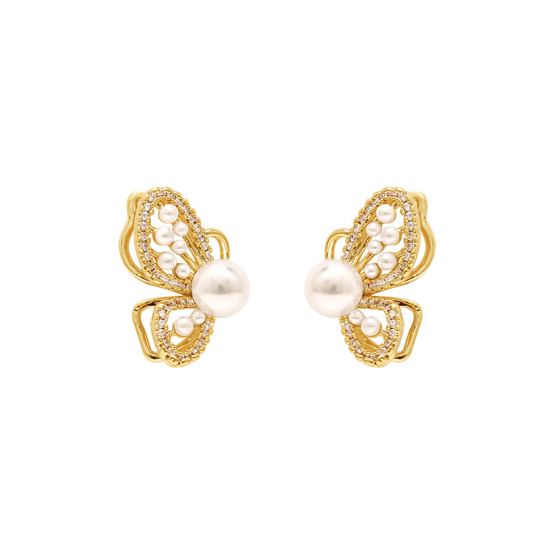 Temperament Butterfly Pearl Earrings Mosquito Coil Ear Clip