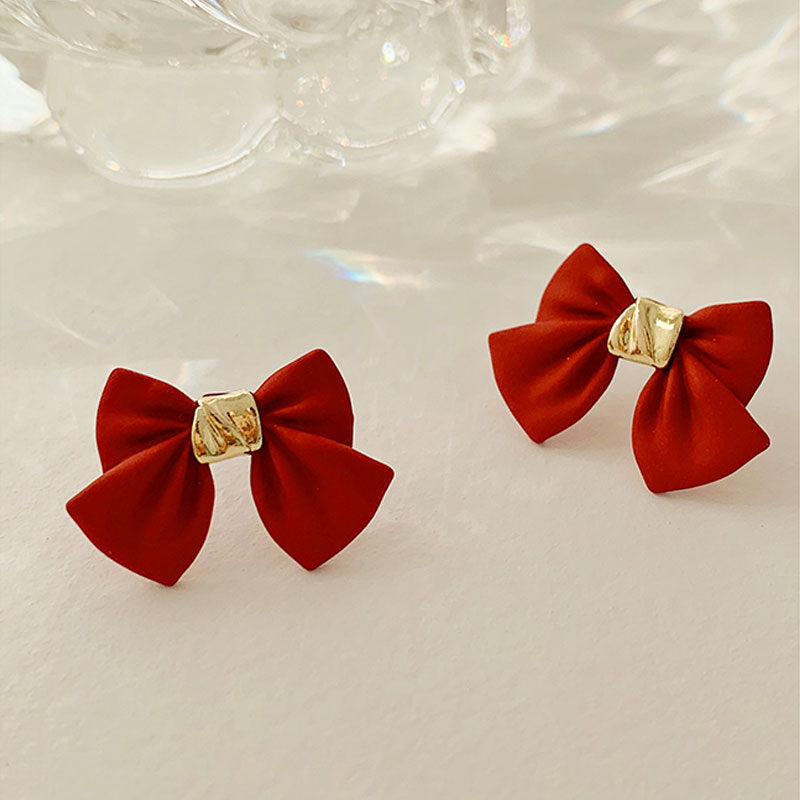 Japanese And Korean Style Sweet And Lovely Earrings Red