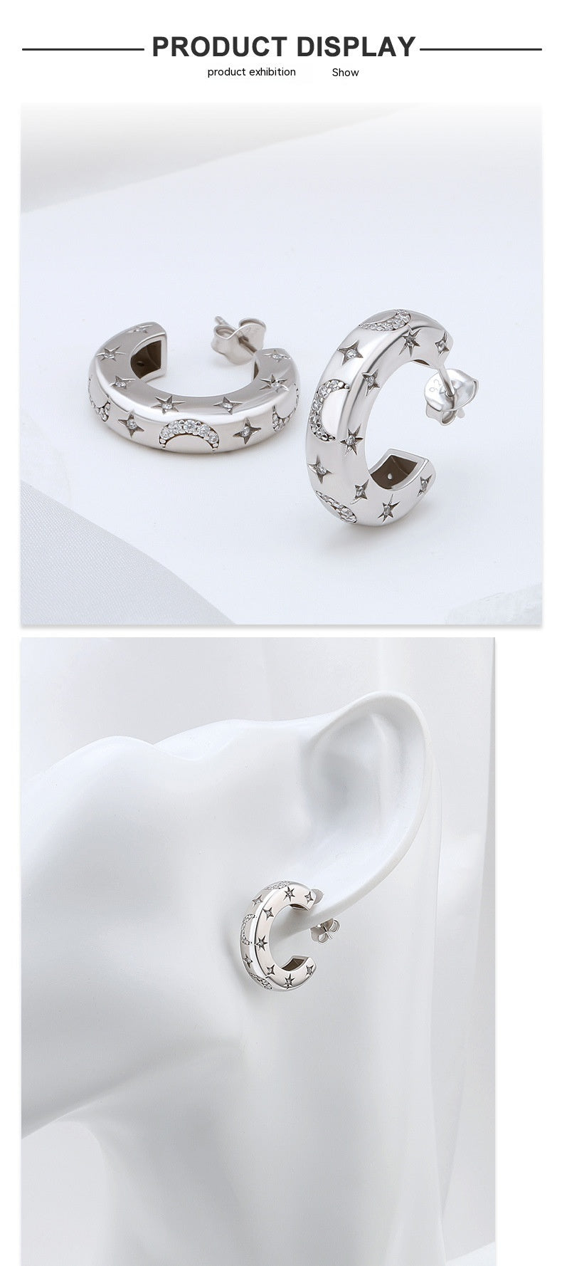 Entry Lux Personality Sterling Silver Broken Zirconium Special-interest Design Ear Studs Earrings