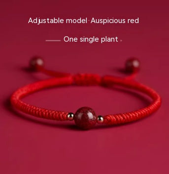 Red Hand Rope With Vermilion Sand Bracelet, Dragon Year, Primordial Year, Red Hand Rope Crystal Sand Joyful Red Single plant non adjustable