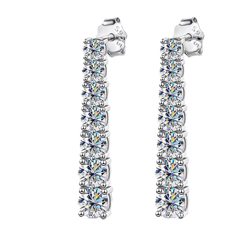 Moissanite Long Tassel Women's Elegant High-grade Light Luxury Earrings Niche Design Sweet