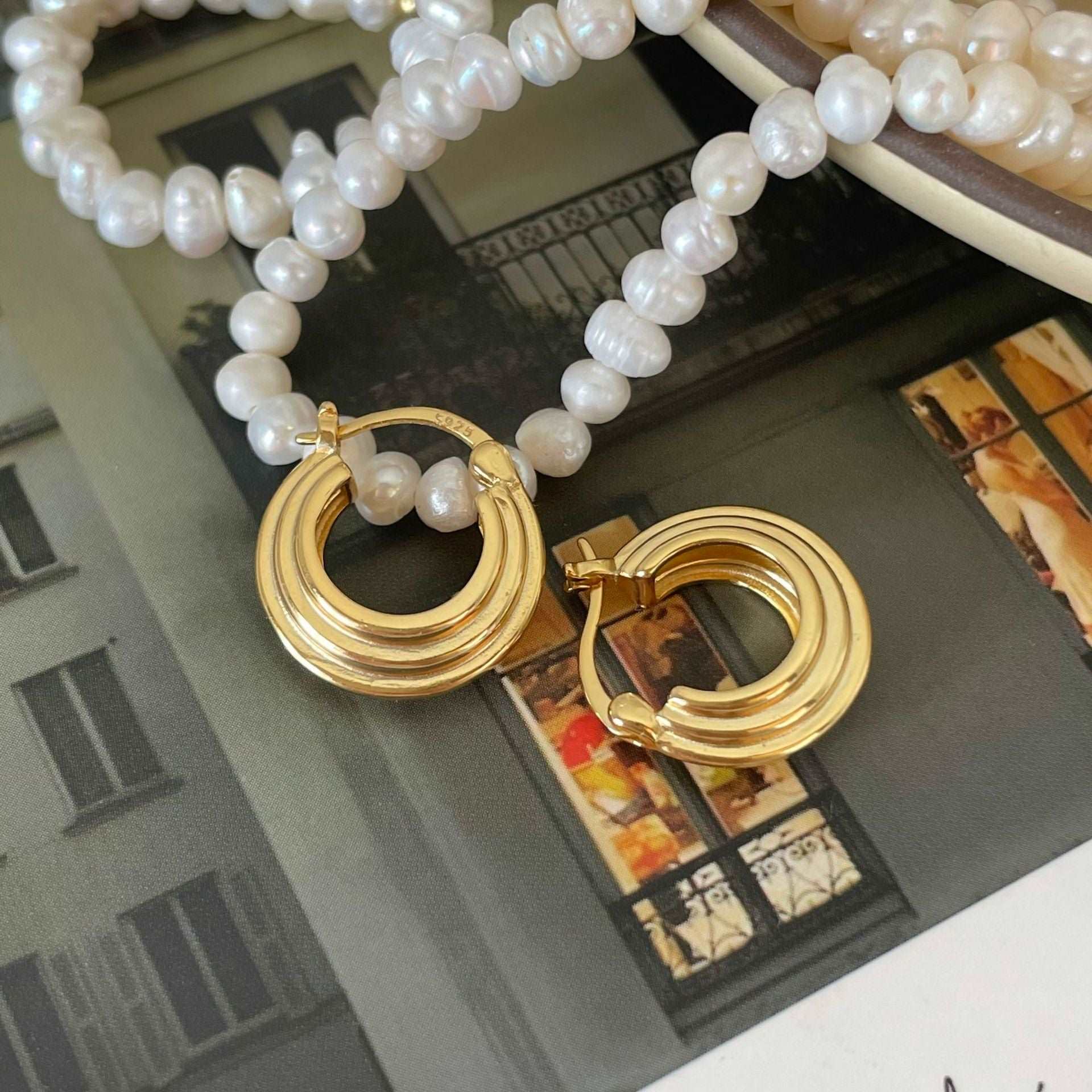 925 Sterling Silver Texture Simple Fashion Ins Style Earrings