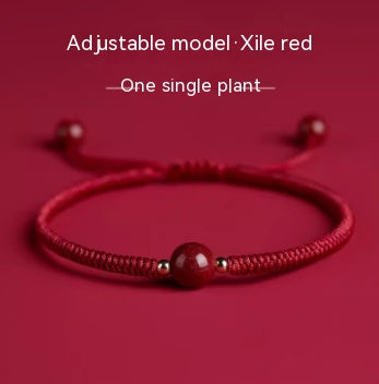 Red Hand Rope With Vermilion Sand Bracelet, Dragon Year, Primordial Year, Red Hand Rope Purple Gold Joyful Red Single plant non adjustable