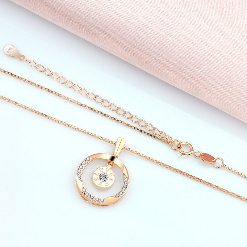 Women's 925 Sterling Silver Plated 18k Yellow Gold Love Necklace