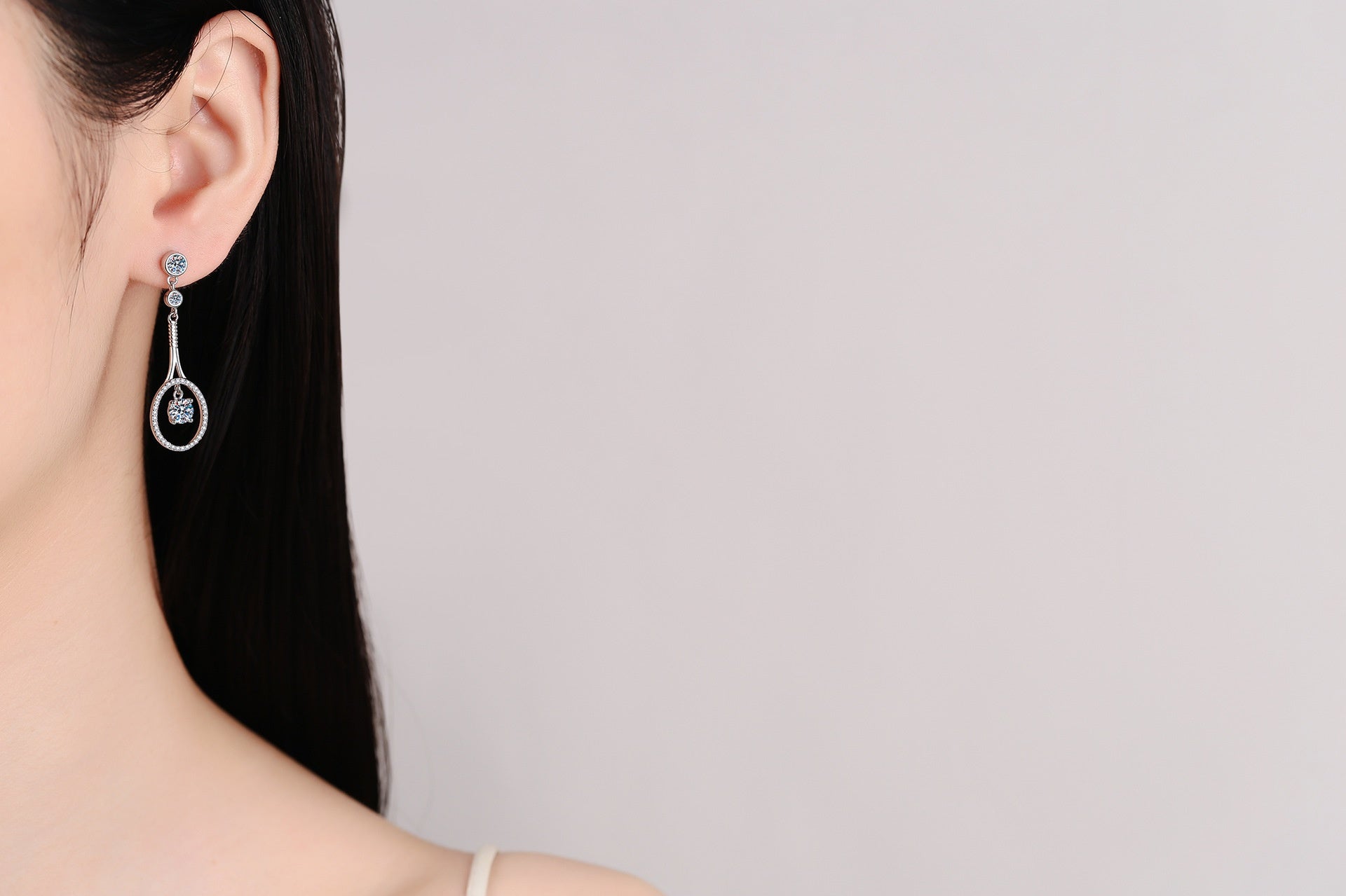 925 Sterling Silver Plated Moissanite Long Tassel Earrings