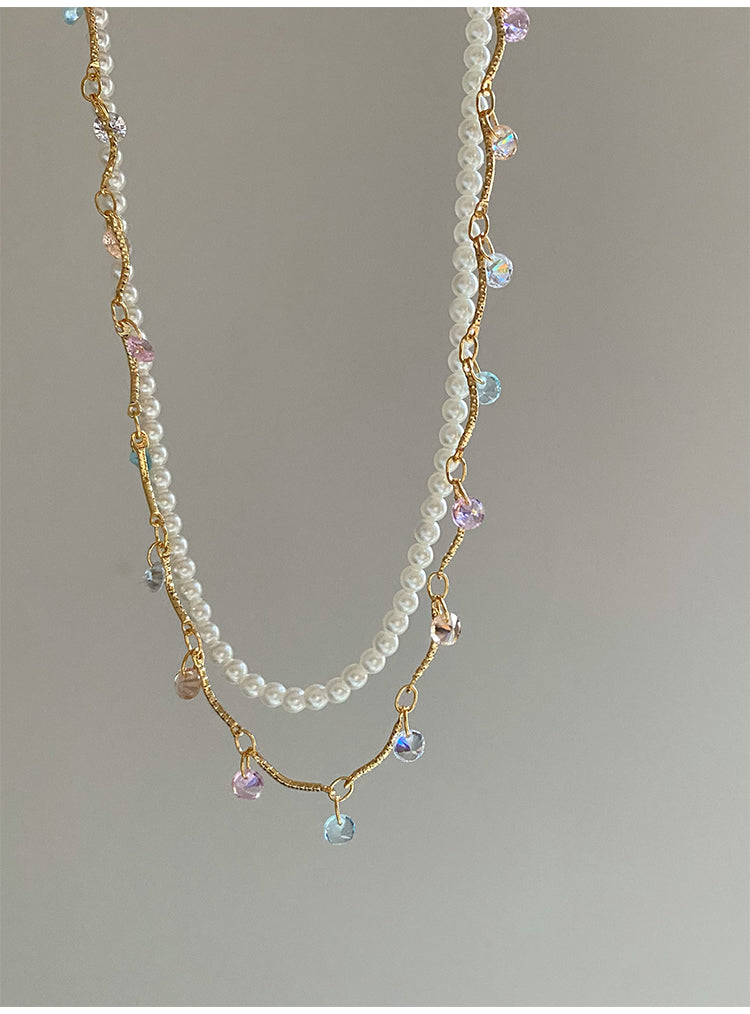 Moonstone Flowing Light Double Layered Layered Summer Versatile Necklace