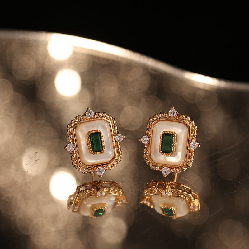 Exquisite Fritillary Emerald Zircon Necklace Emerald Zircon Stud Earrings