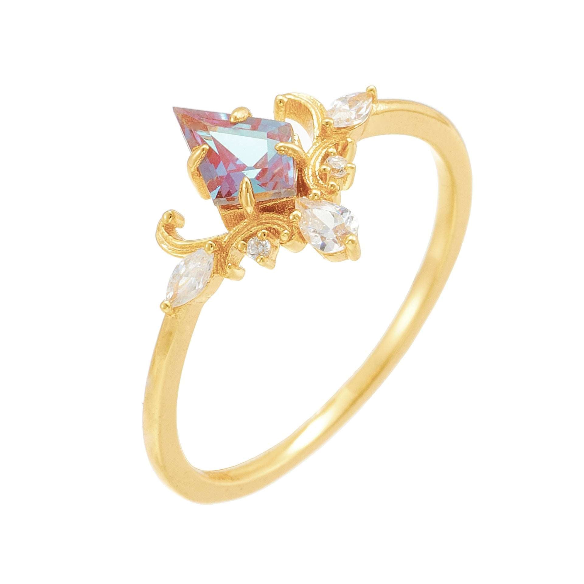 Color-changing Gemstone Ring Court Luxury S925 Silver Plated Jewelry