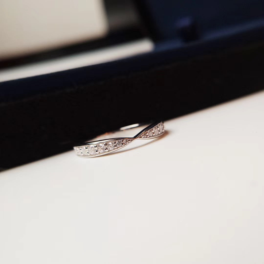 Women's Half Circle Diamond In The Debris Fashion S925 Sterling Silver Ring