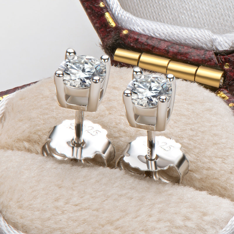 Women's Earrings Sterling Silver Plated 18K Gold Moissanite