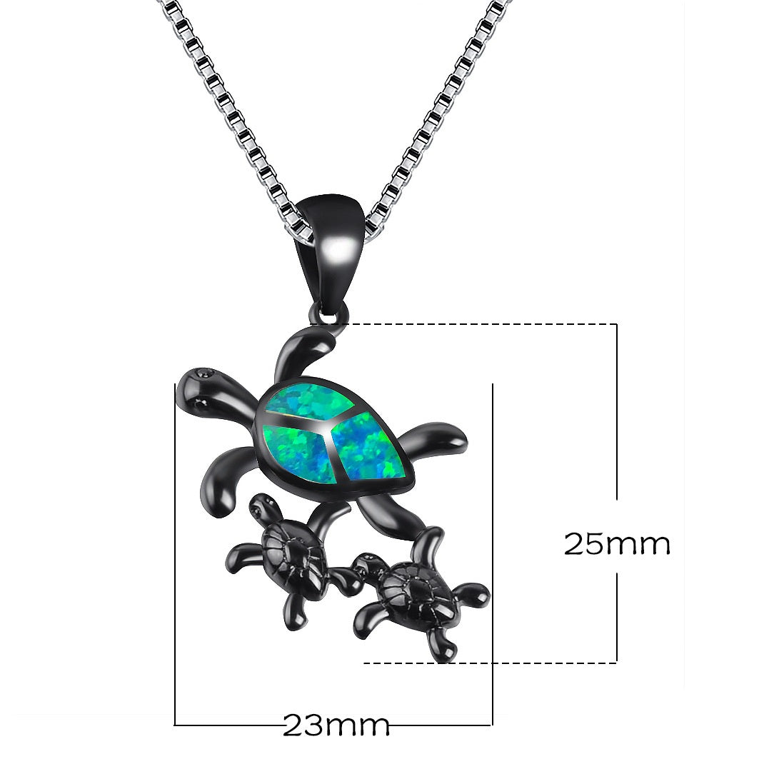European And American Style Jewelry Necklace Opal Pendant Black Gold Blue