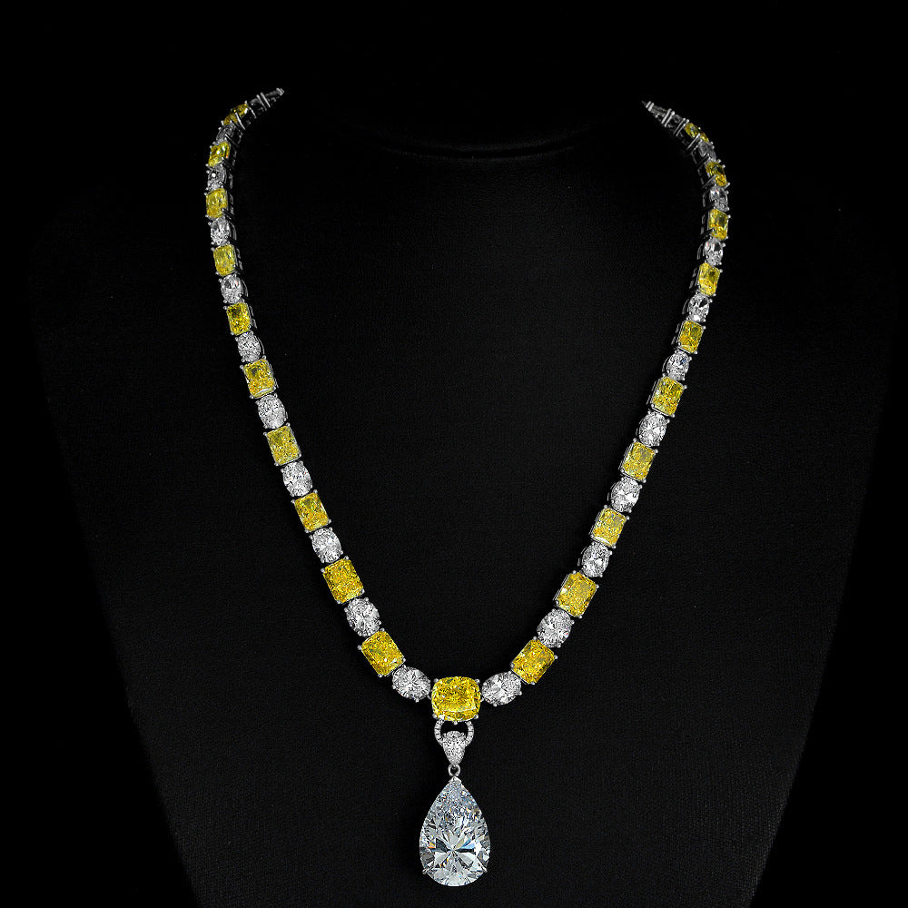 Women's 925 Silver 42 Carat Goose Yellow High-end Pendant Necklace White universal buckle