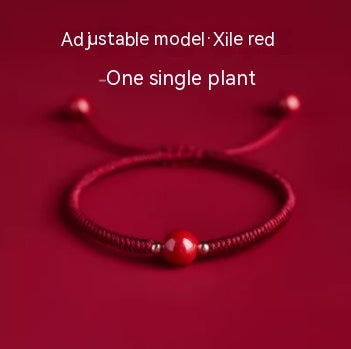 Red Hand Rope With Vermilion Sand Bracelet, Dragon Year, Primordial Year, Red Hand Rope Emperor Sand Joyful Red Single plant non adjustable