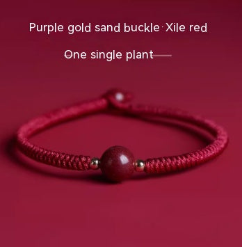 Red Hand Rope With Vermilion Sand Bracelet, Dragon Year, Primordial Year, Red Hand Rope Purple Gold Joyful Red Single bead style