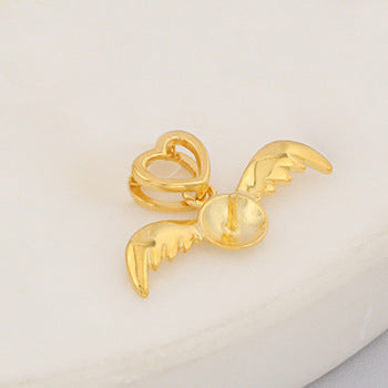S925 Silver Pearl Pendant Women's Fashion Temperament Design Fetal Hair Angel Pendant hanging empty support gold