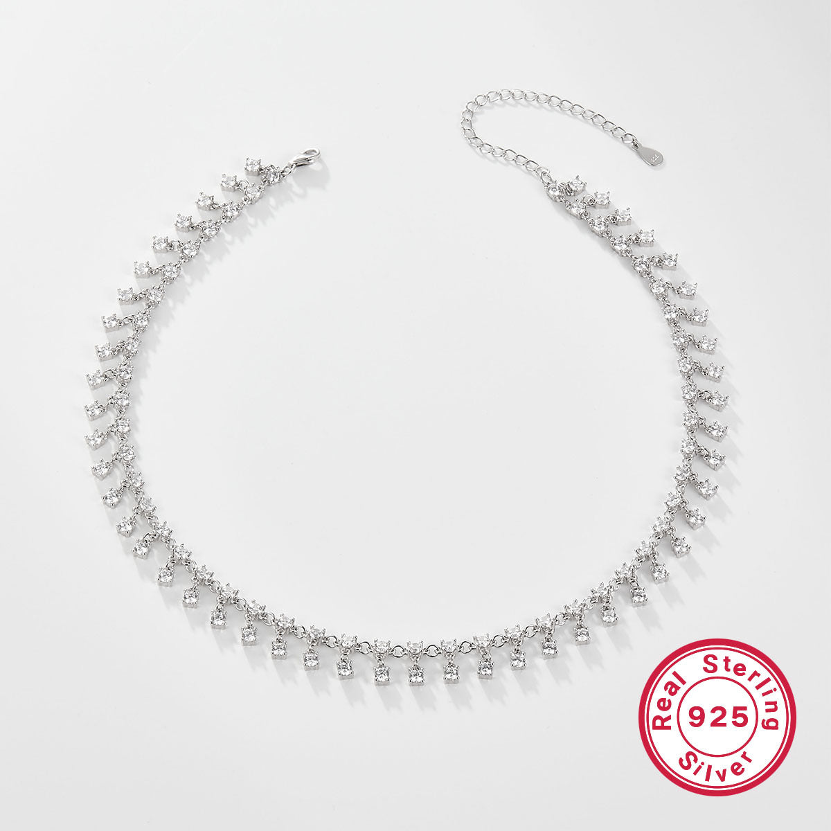 High Sense Round Bead Zircon Necklace Silver
