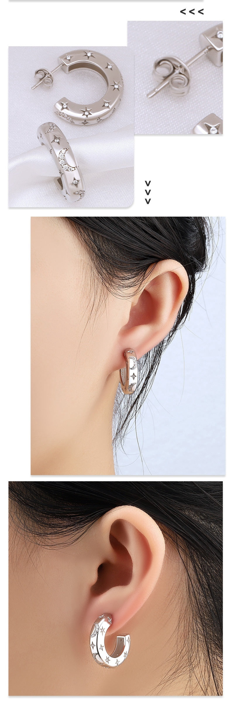 Entry Lux Personality Sterling Silver Broken Zirconium Special-interest Design Ear Studs Earrings