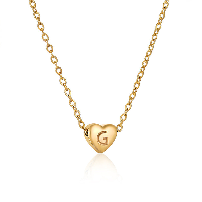 Ins Style Love Letter Necklace Women Stainless Steel Heart-shaped Niche Clavicle Chain Fashion Necklace G