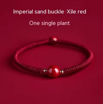 Red Hand Rope With Vermilion Sand Bracelet, Dragon Year, Primordial Year, Red Hand Rope Emperor Sand Joyful Red Single bead style