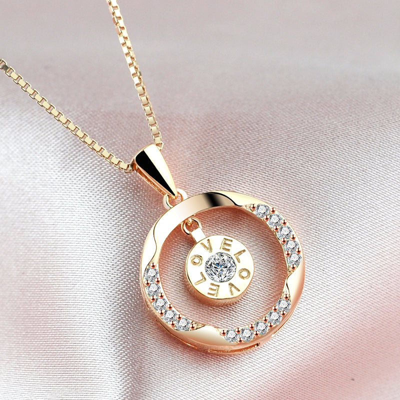 Women's 925 Sterling Silver Plated 18k Yellow Gold Love Necklace