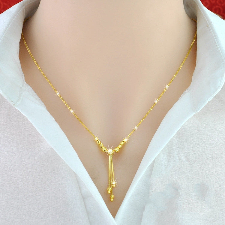 925 Sterling Silver 18K Color Gold Necklace Gold color tassel