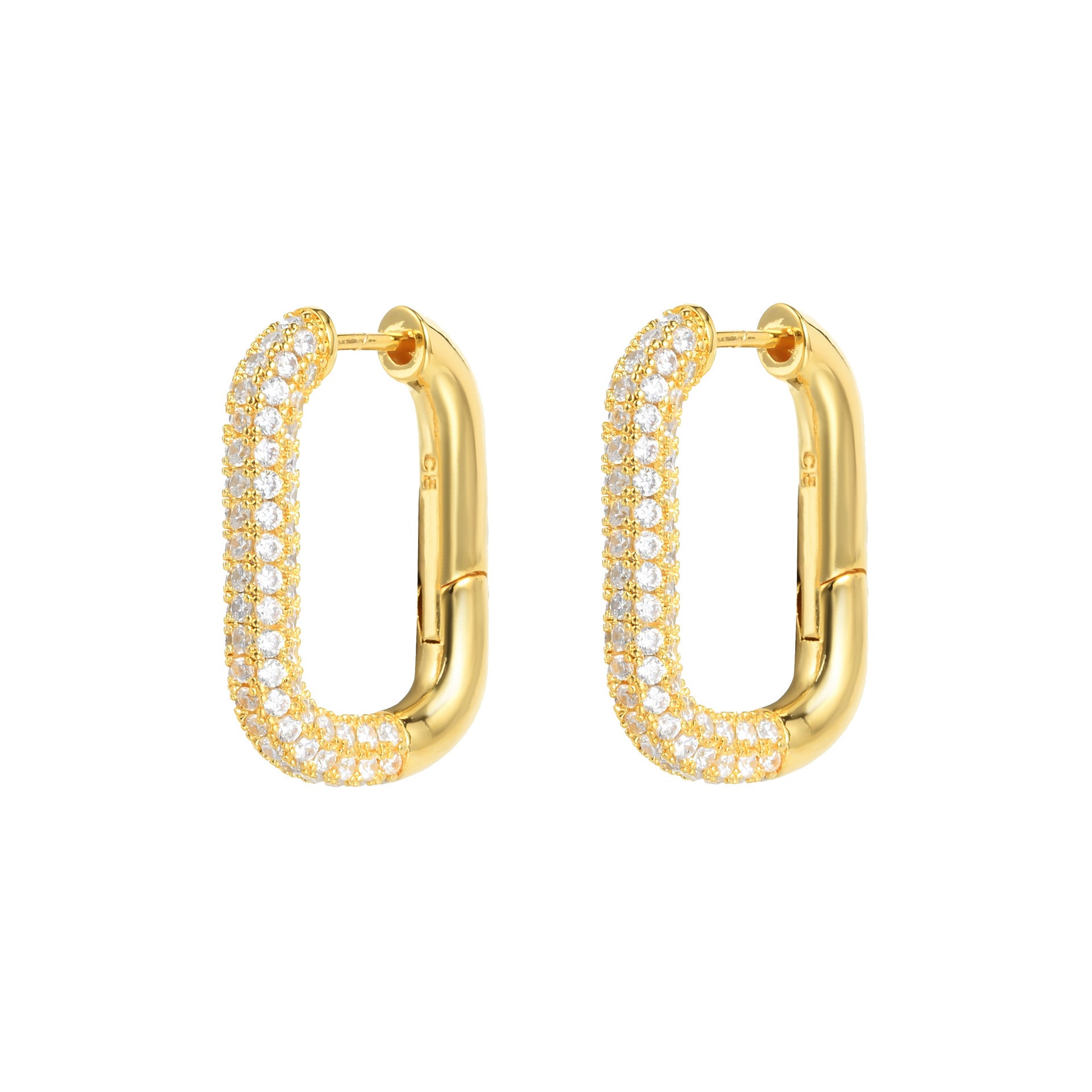 Commuter Letters Quadrilateral Geometric Ear Clip Electroplated 18K Gold High-grade Earrings
