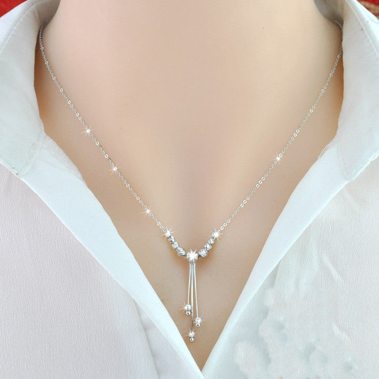 925 Sterling Silver 18K Color Gold Necklace White gold tassel