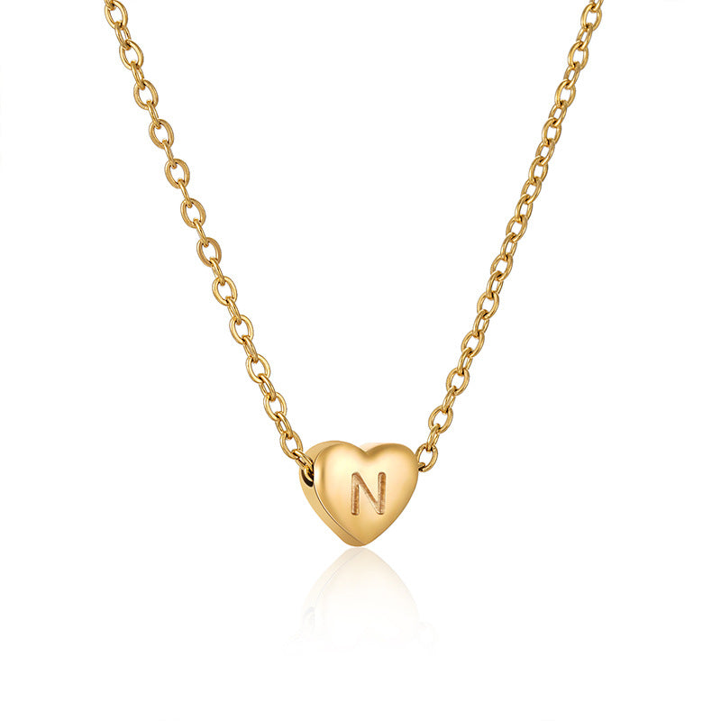 Ins Style Love Letter Necklace Women Stainless Steel Heart-shaped Niche Clavicle Chain Fashion Necklace N
