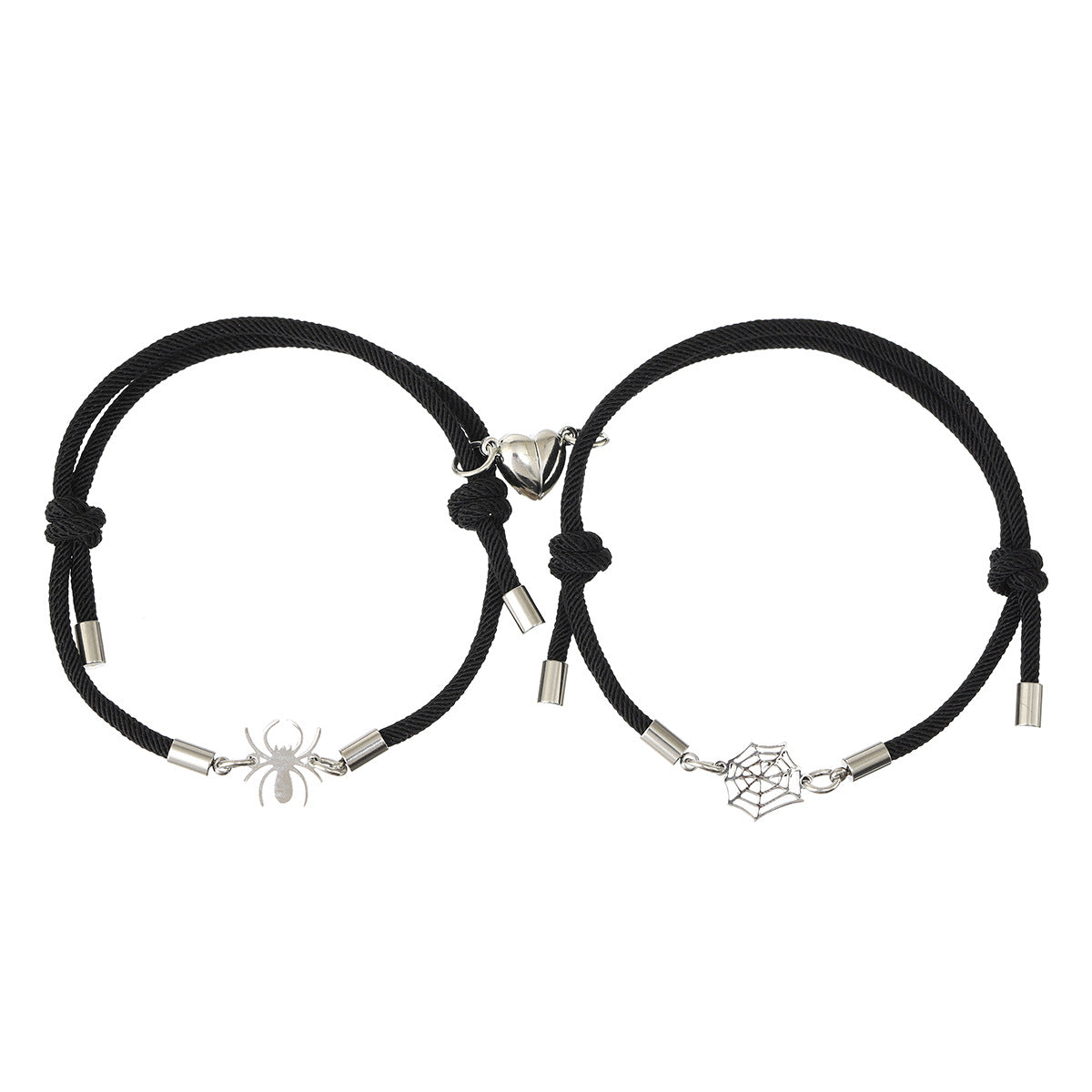 Spider And Net Milan Rope Love Magnet Couple Bracelet Wrist String Ornament Black