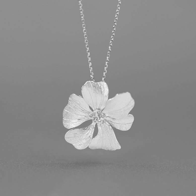 Pure Silver Single Petal Paeonia Peony French Flower Pendant Silver Without Chain 925 Silver