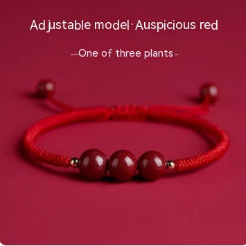 Red Hand Rope With Vermilion Sand Bracelet, Dragon Year, Primordial Year, Red Hand Rope PurpleGoldAuspiciousRed Three bead style adjustable