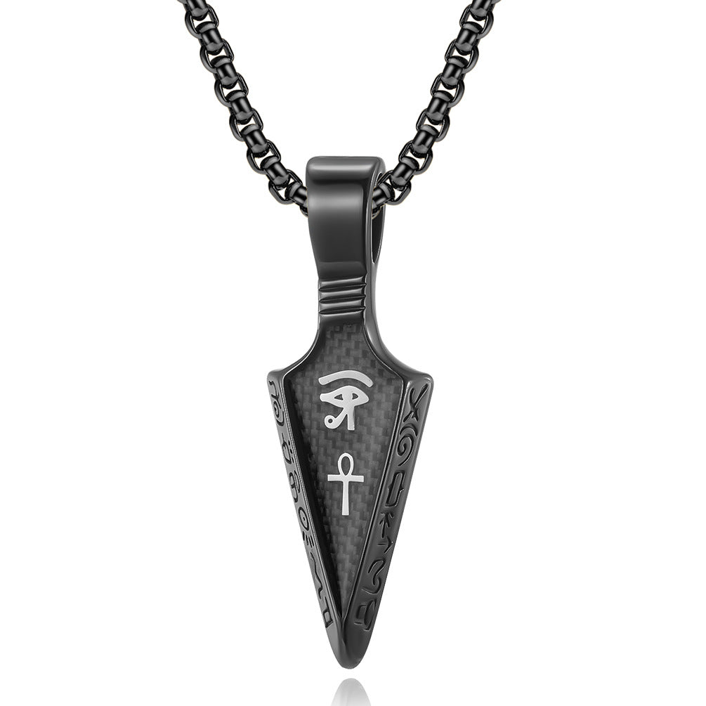 Horus Eye Anka Spearhead Stainless Steel Necklace Black