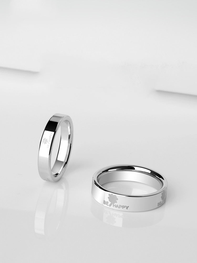 Four-leaved Grass Ring Tungsten Gold Couple