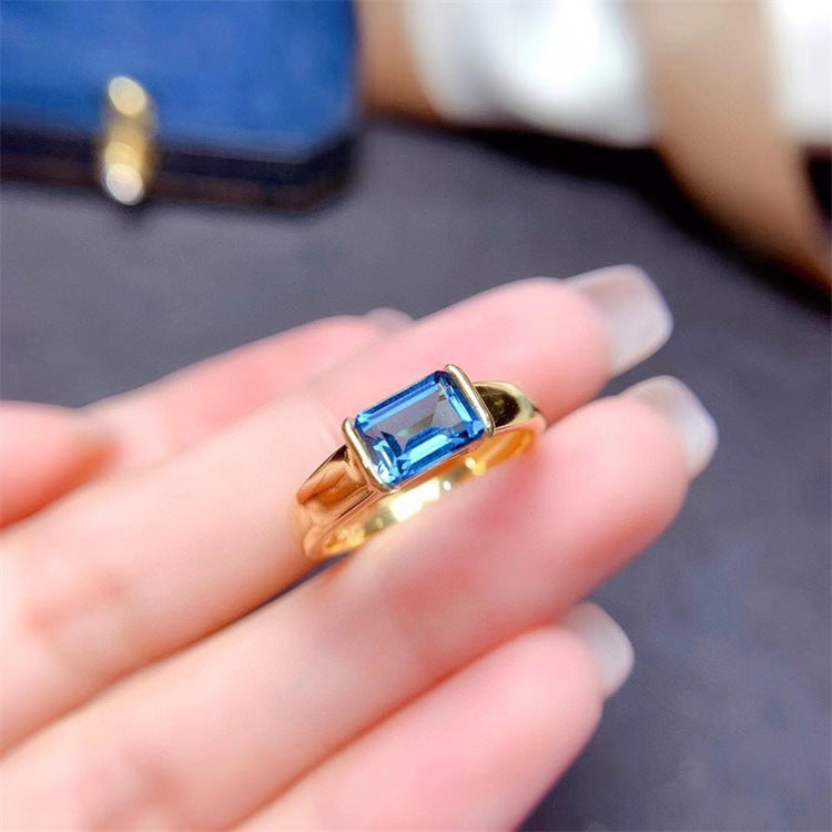 Natural Topaz Ring Female 925 Silver Plated