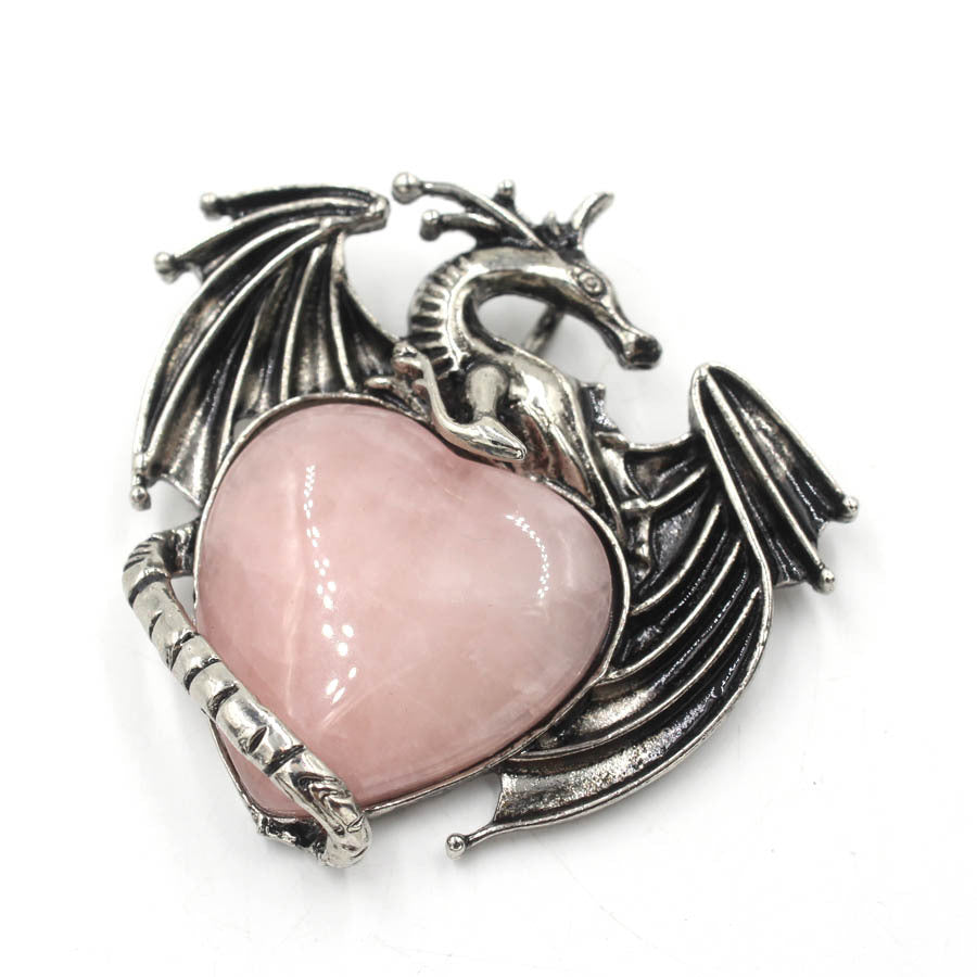 Pterosaur Heart-shaped Crystal Pendant Decoration Ornaments Pink Crystal