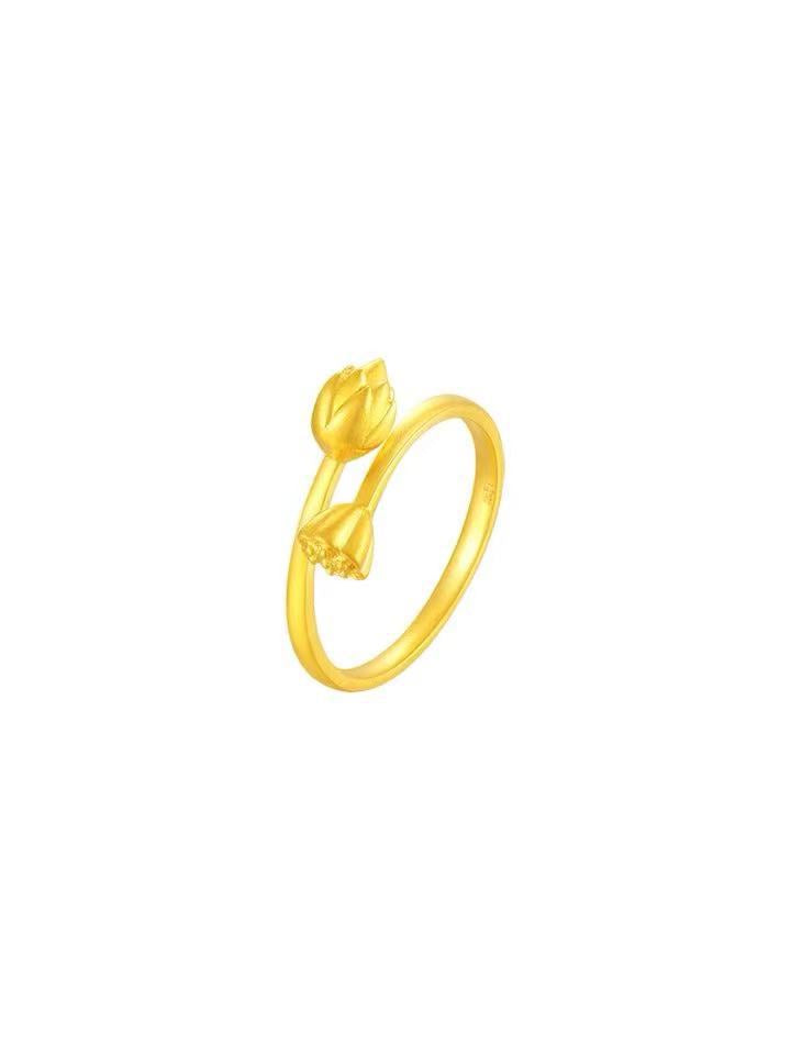 18K Gold Two Worlds Huan Ring Female Color Gold