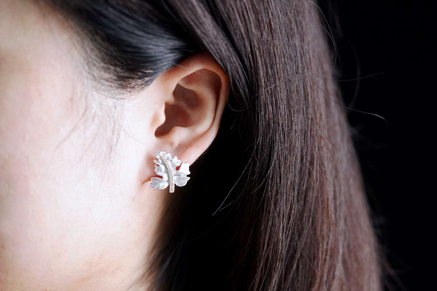 925 Silver Gilded Leaf Earrings