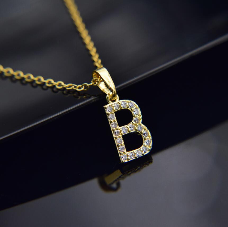 Gold-plated brass necklace Letter B