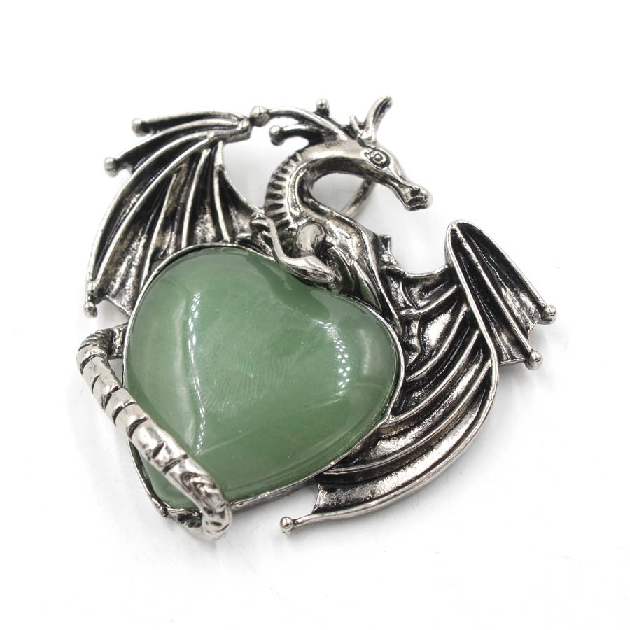 Pterosaur Heart-shaped Crystal Pendant Decoration Ornaments Green Aventurine