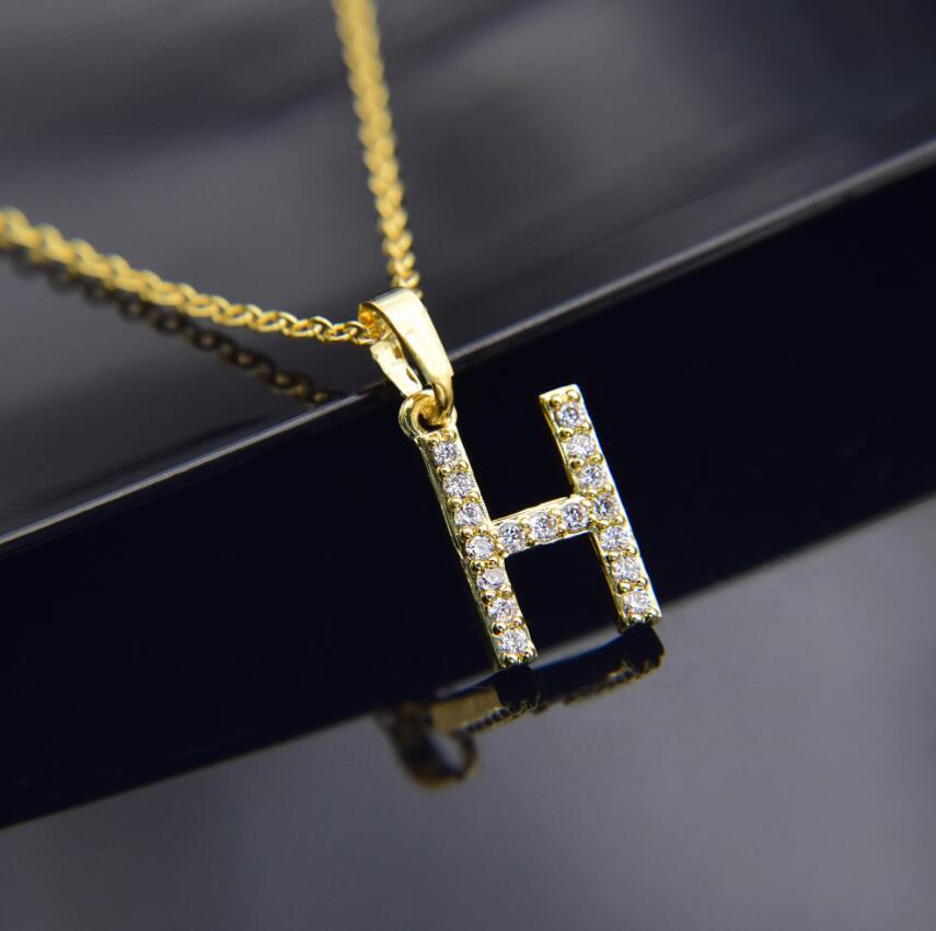 Gold-plated brass necklace Letter H