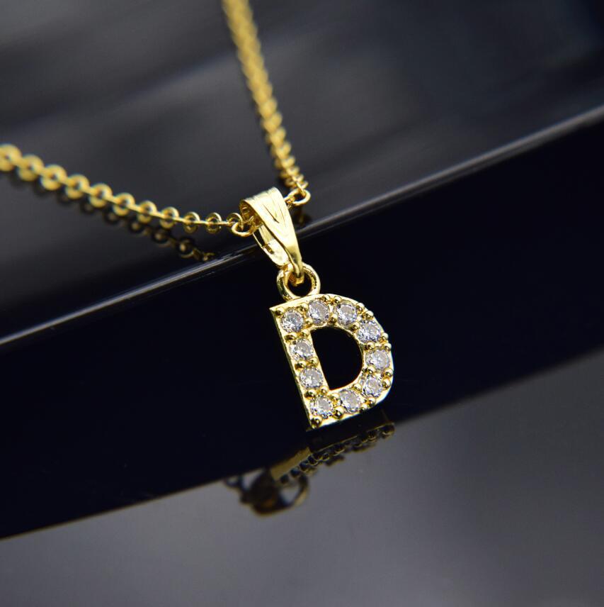 Gold-plated brass necklace Letter D