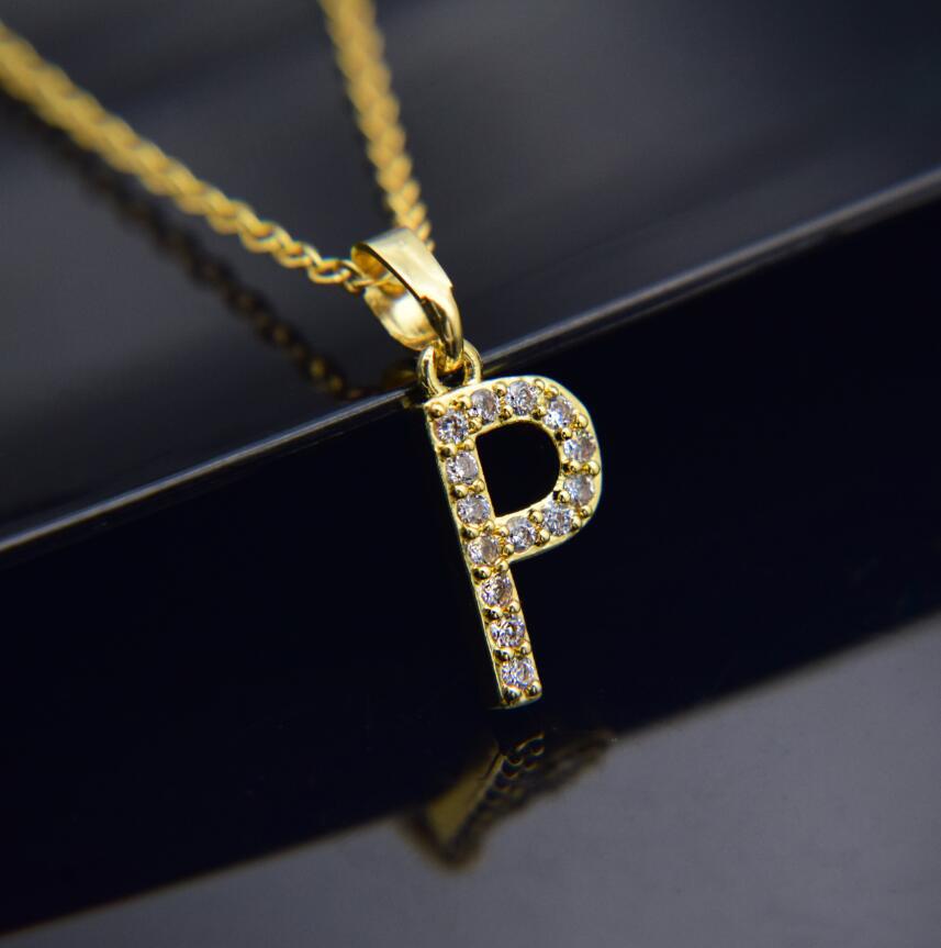 Gold-plated brass necklace Letter P