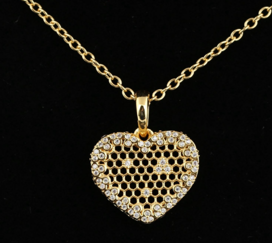 Gold Honeycomb Necklace Pendant