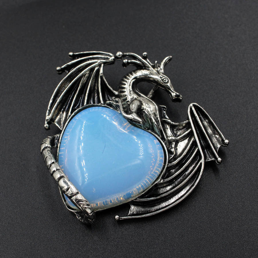 Pterosaur Heart-shaped Crystal Pendant Decoration Ornaments Opal