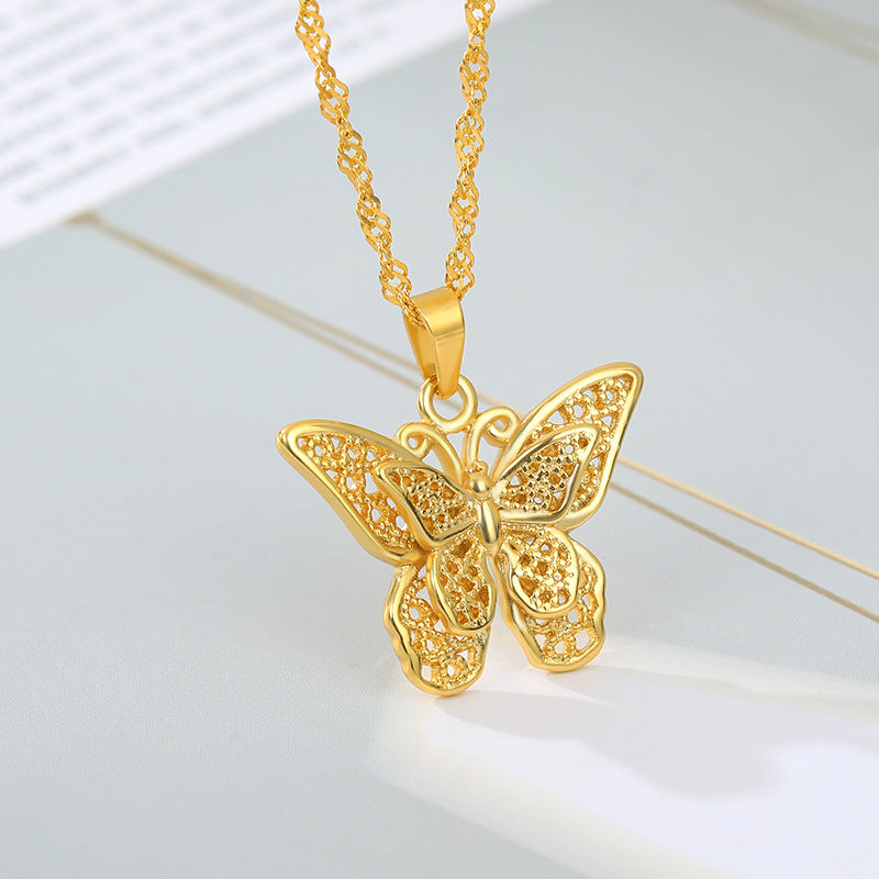 Gold Cutout Butterfly Necklace