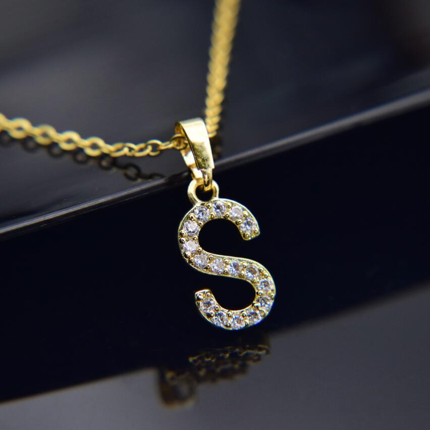 Gold-plated brass necklace Letter S