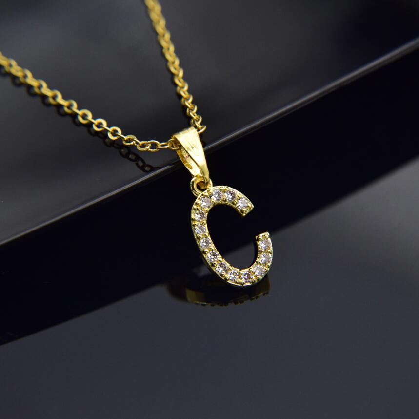 Gold-plated brass necklace Letter C