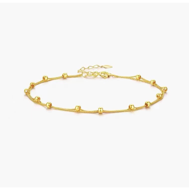 18K Gold Double Layer Pearl Star Bracelet