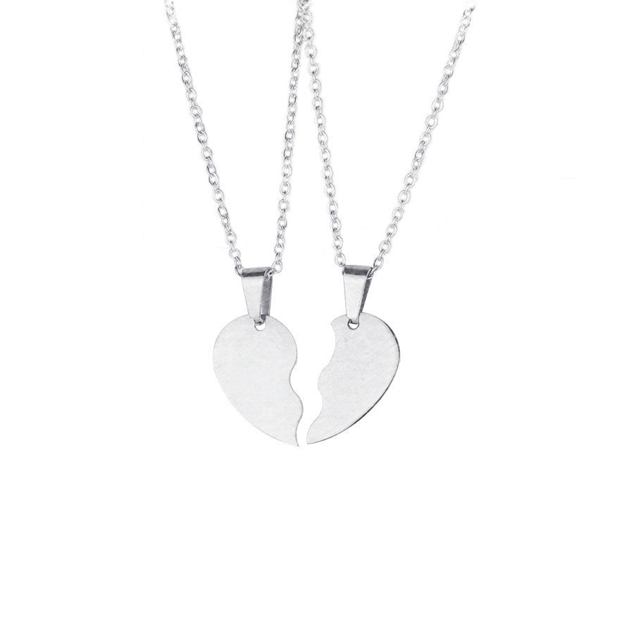 Stainless Steel Love Puzzle Necklace Set Steel Color