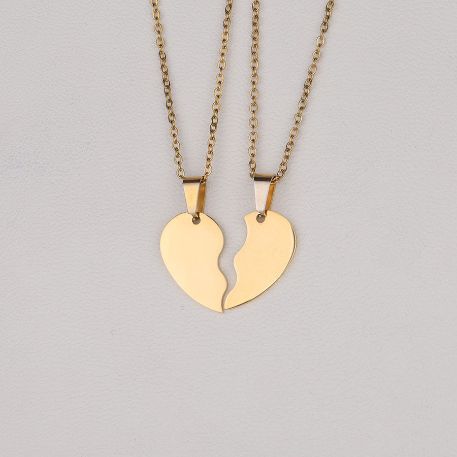 Stainless Steel Love Puzzle Necklace Set Gold